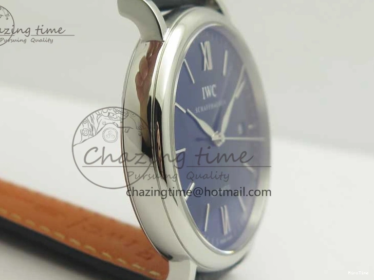 MIROTIME 0402 Refined Portofino Automatic SS MKF 1:1 Best Edition Blue Dial On Blue Leather Strap MIYOTA 9015 V 7201